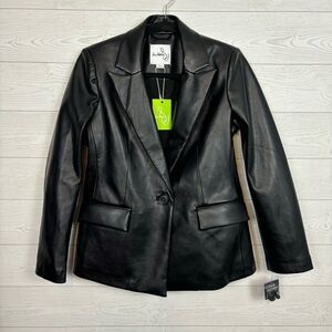 Sam Edelman Black Faux Leather Blazer Jacket Size Small NWT